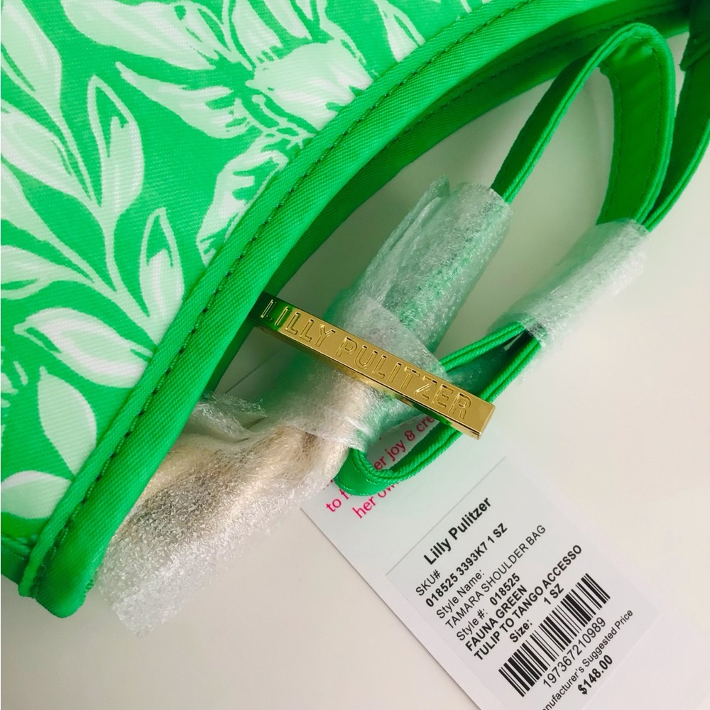 Lilly Pulitzer Lidiya Dress And Tamara Shoulder Bag-Green White Tulips NWT Inpac - Picture 10 of 13